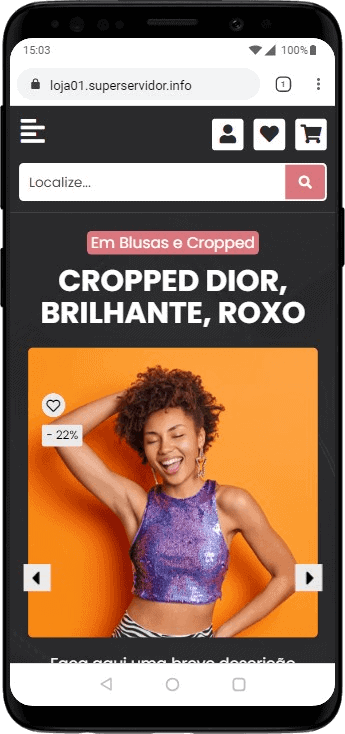Loja 01 visualizada em um dispositivo smartphone.
