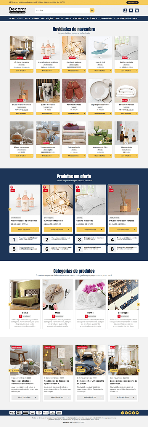 Visualização completa da página inicial da Loja 04, do topo ao rodapé.