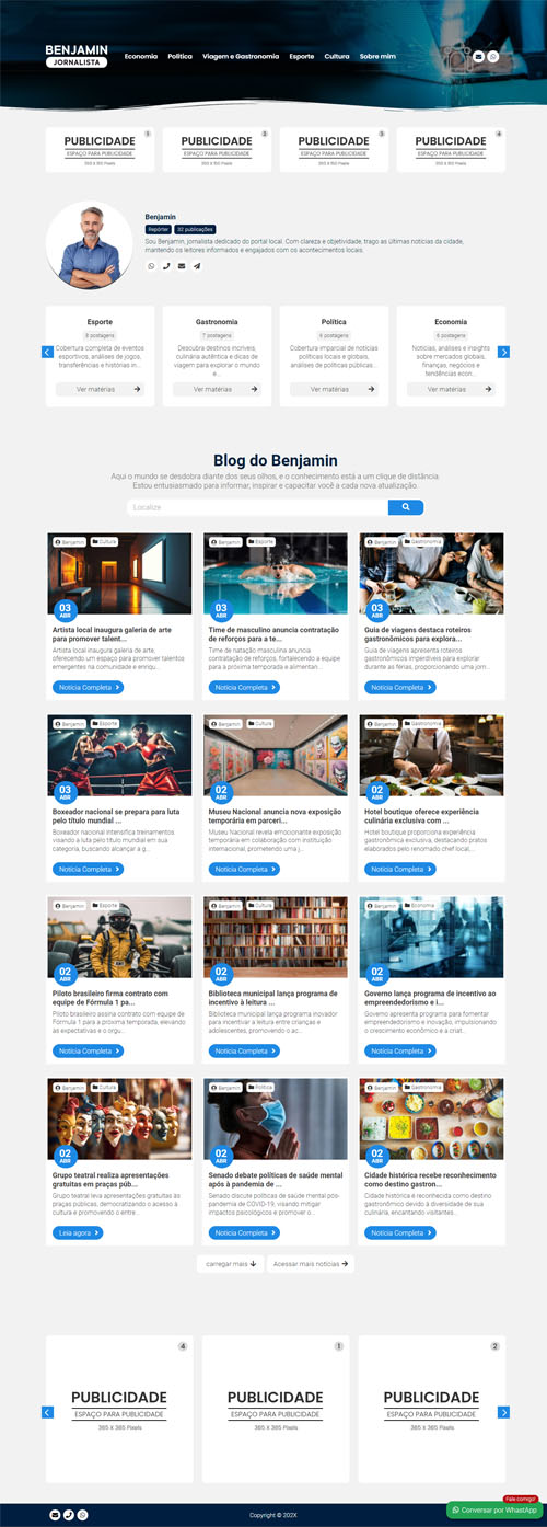Captura completa da página inicial do portal de notícias Noticias 03, exibindo toda a estrutura desde o cabeçalho até ao rodapé.